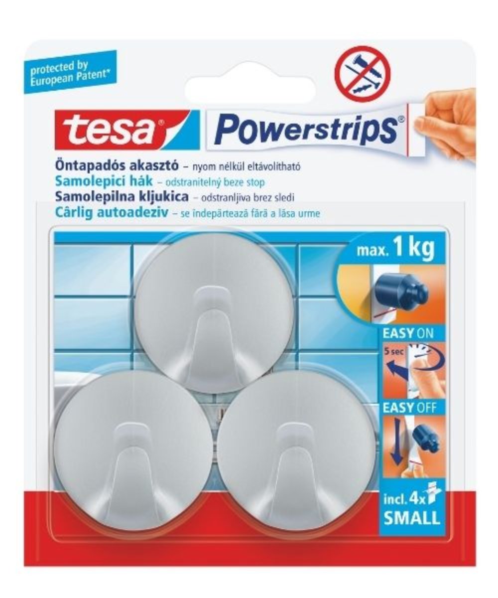 Powerstrips kukica za kuhinju i kupatilo okrugla siva 3kom