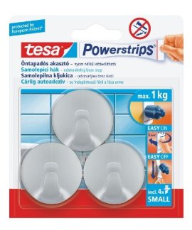 Powerstrips kukica za kuhinju i kupatilo okrugla siva 3kom