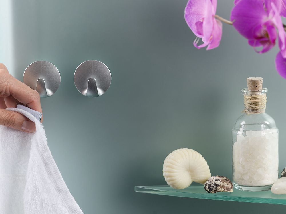 Powerstrips kukica za kuhinju i kupatilo okrugla siva 3kom