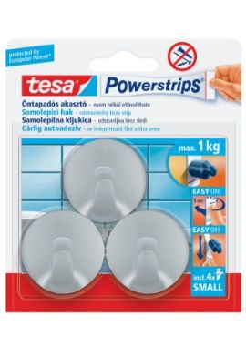 Powerstrips kukica za kuhinju i kupatilo okrugla siva 3kom
