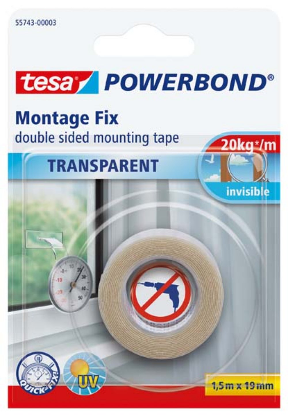 Montažna traka Powerbond providna 1,5m:19mm