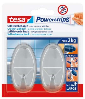 Powerstrips kukica za kuhinju i kupatilo ovalna siva 2kom