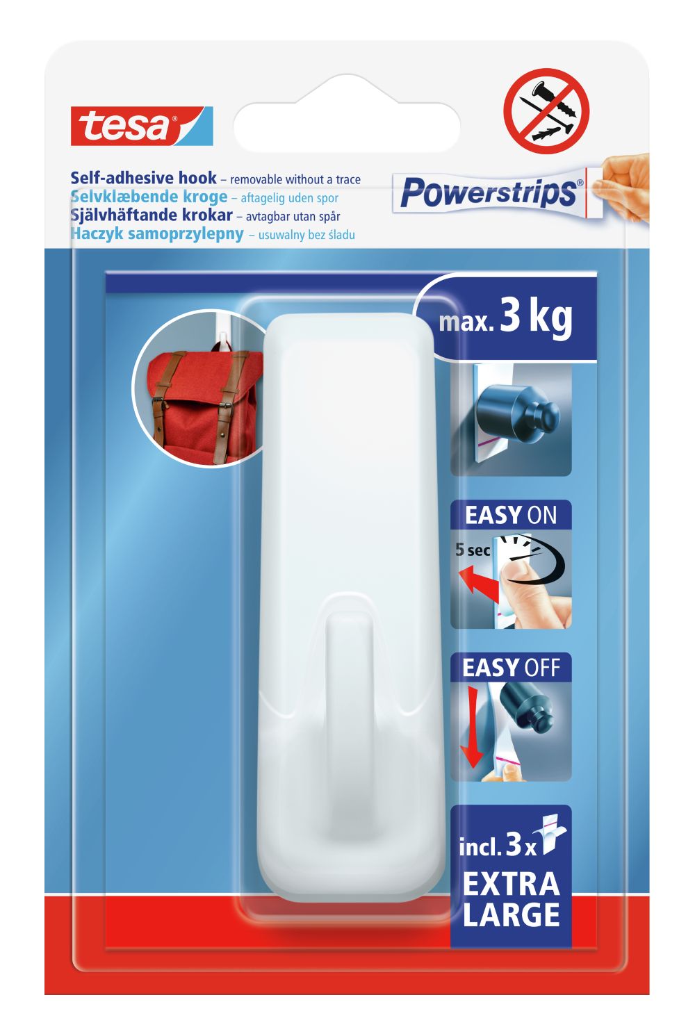 Powerstrips kukica za kuhinju i kupatilo četvrtasta bela XL 1kom