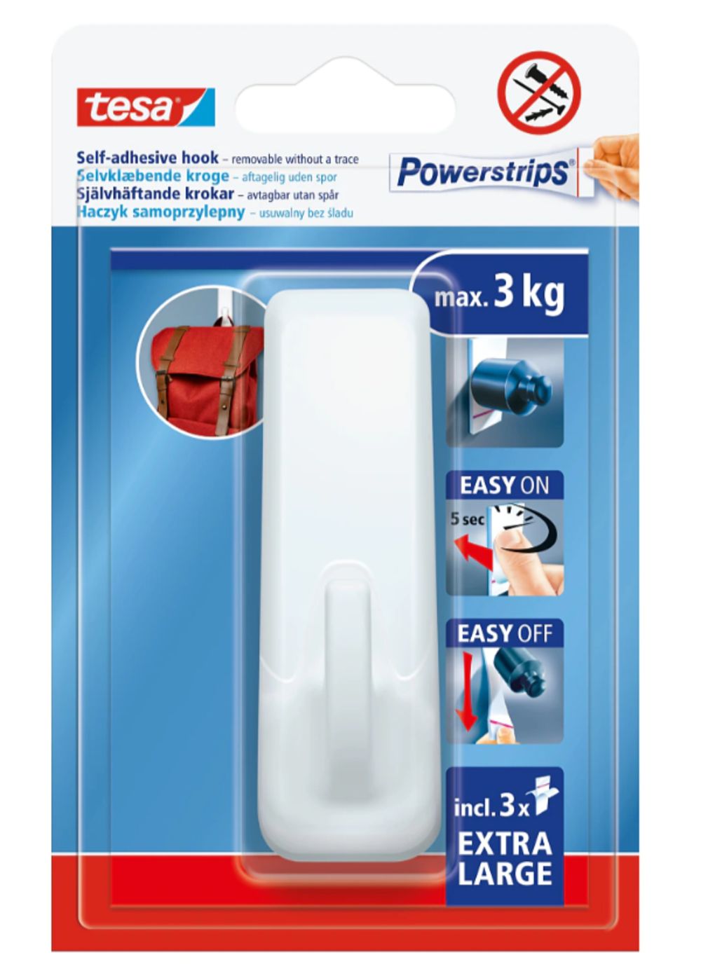 Powerstrips kukica za kuhinju i kupatilo četvrtasta bela XL 1kom