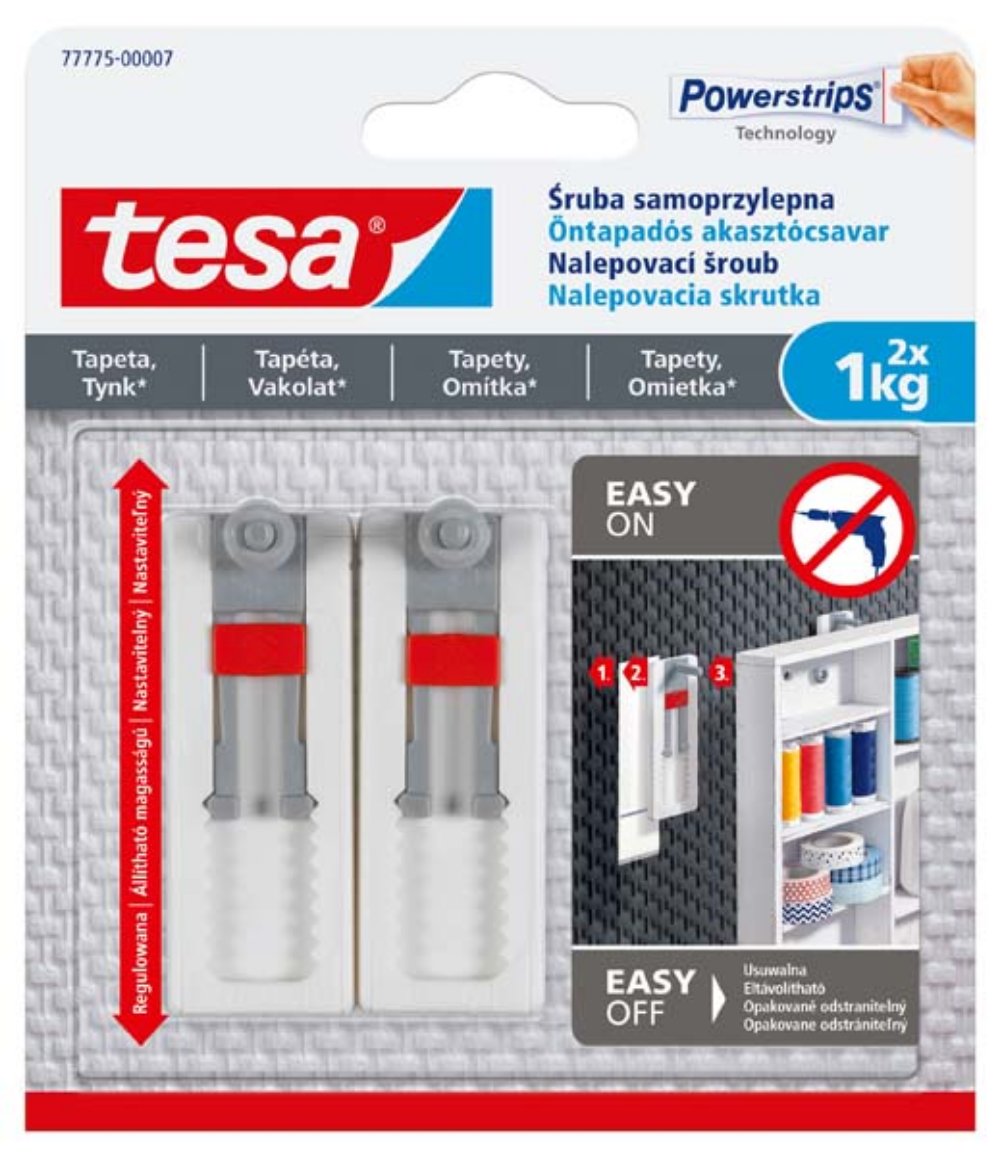 Vijak za kačenje predmeta na tapete prilagodljiv do 1kg beli