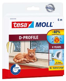 Gumena zaptivka D profil bela 6m:9mm